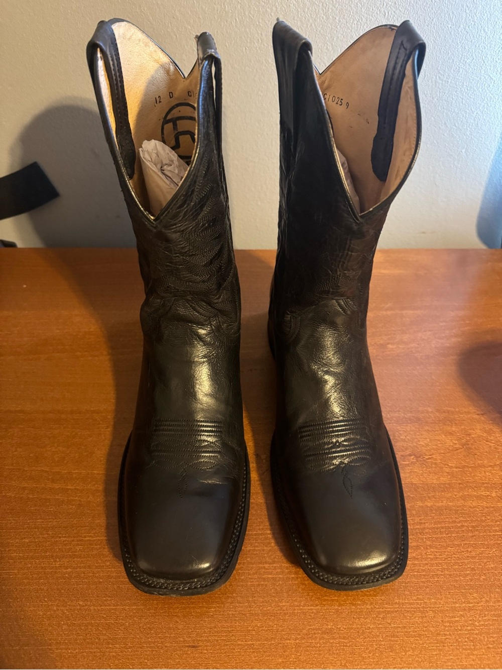 Roper Black Leather Men's Cowboy Boots